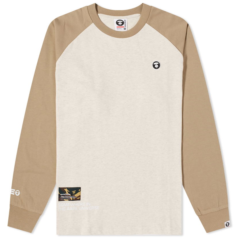 T-paita AAPE by A Bathing Ape AAPE Now Long Sleeve T-Shirt Beige | AAPLTM1019XXL-BGD