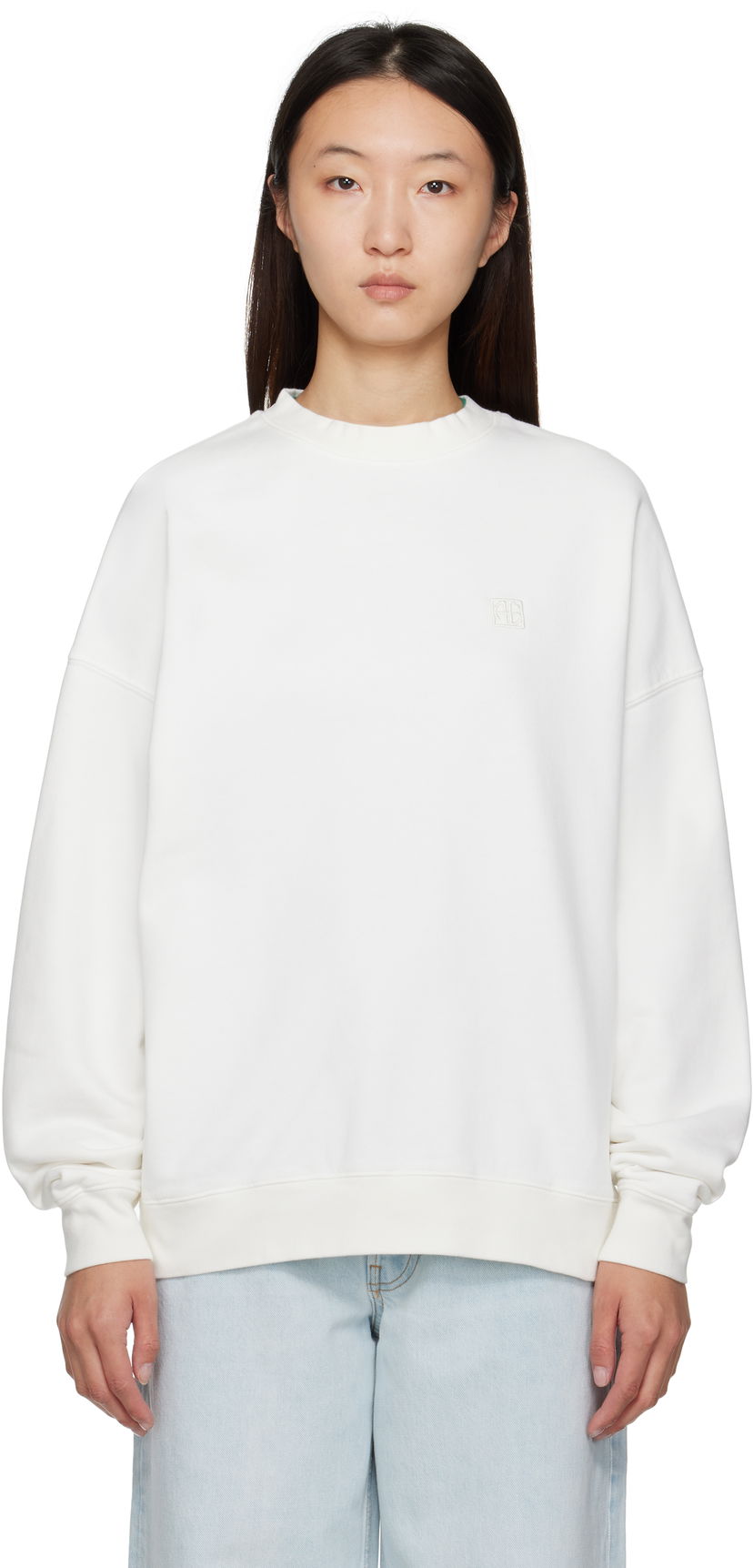 Huppari Anine Bing ANINE BING Miles Framed Monogram Sweatshirt Valkoinen | A-08-11205-OFW1