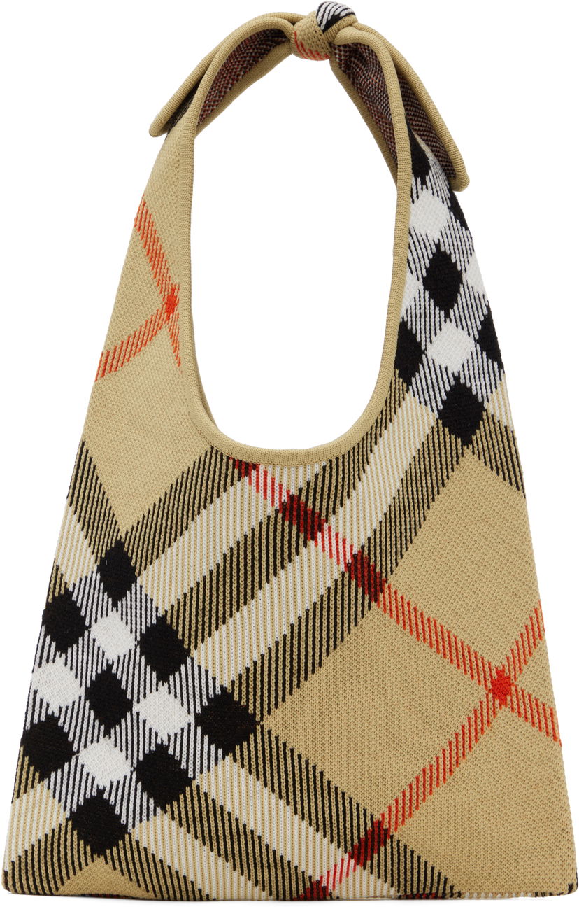 Käsilaukku Burberry Burberry Check Tie Knit Tote Beige | 8110029