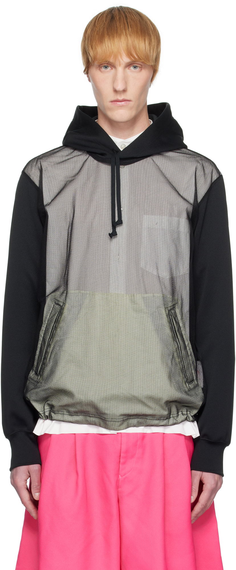 Huppari Comme des Garçons Homme Plus Smooth Thick & Tulle Hoodie Musta | PO-T030-051