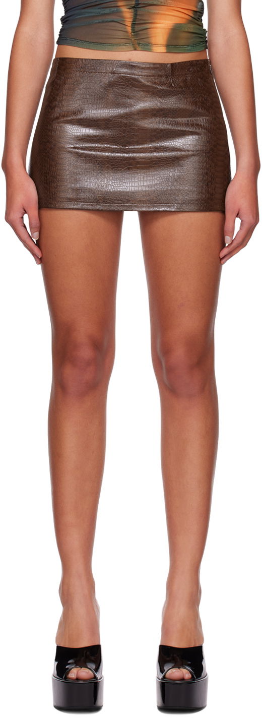 Hame Miaou Miaou Fig Faux-Leather Miniskirt Ruskea | 4016PYPCPY