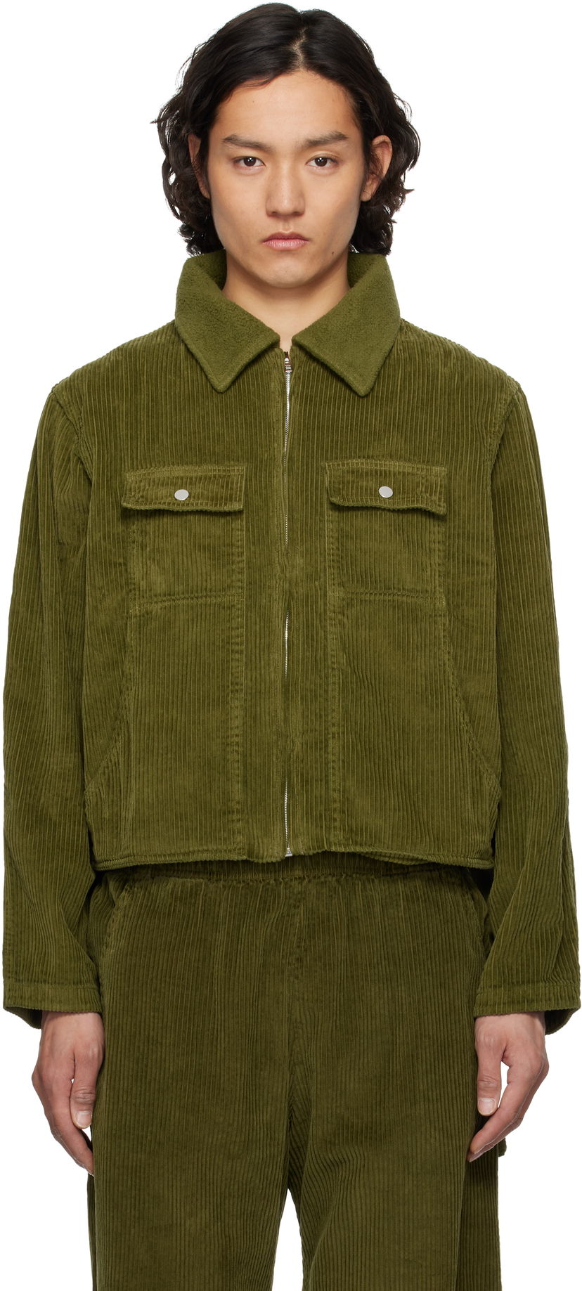 Takki LES TIEN Les Tien Corduroy Cropped Utility Jacket Vihreä | WC-1097-SW