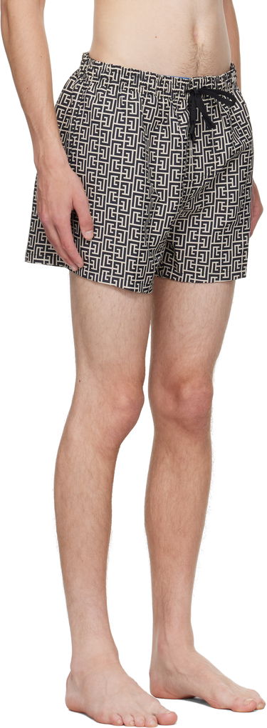 Uimapuvut Balmain Balmain Monogram Swim Shorts Beige | BWB671500, 1
