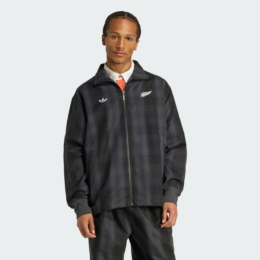 Takki adidas Performance ORIGINALS &amp; ALL BLACKS Plaid Woven Firebird Track Jacket Harmaa | KG4633