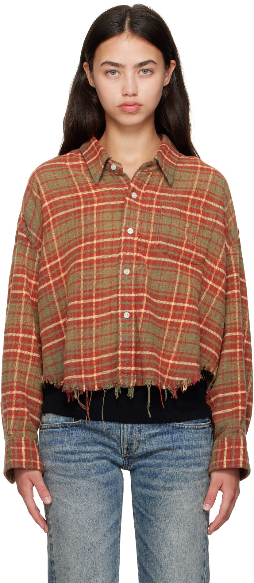 Paita R13 R13 Drop Neck Cropped Plaid Shirt Monivärinen | R13WR150-R563B