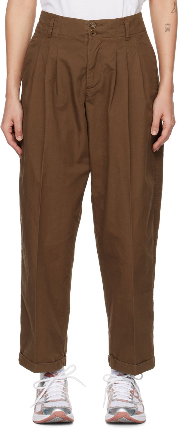 Housut YMC Keaton Pleated Trousers Ruskea | Q4UAN