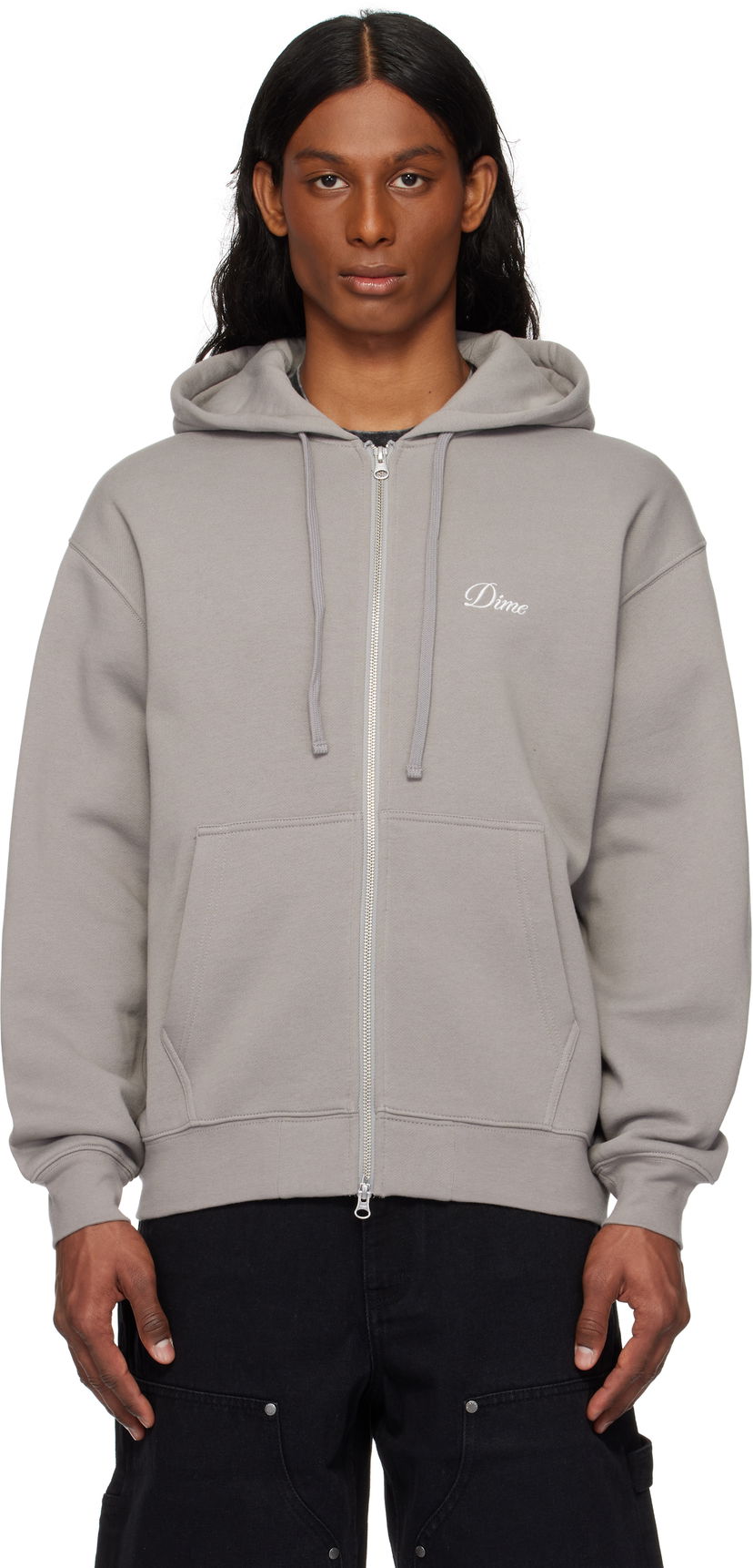 Huppari Dime Dime Cursive Zip Hoodie Harmaa | DIME2SP2547CHA