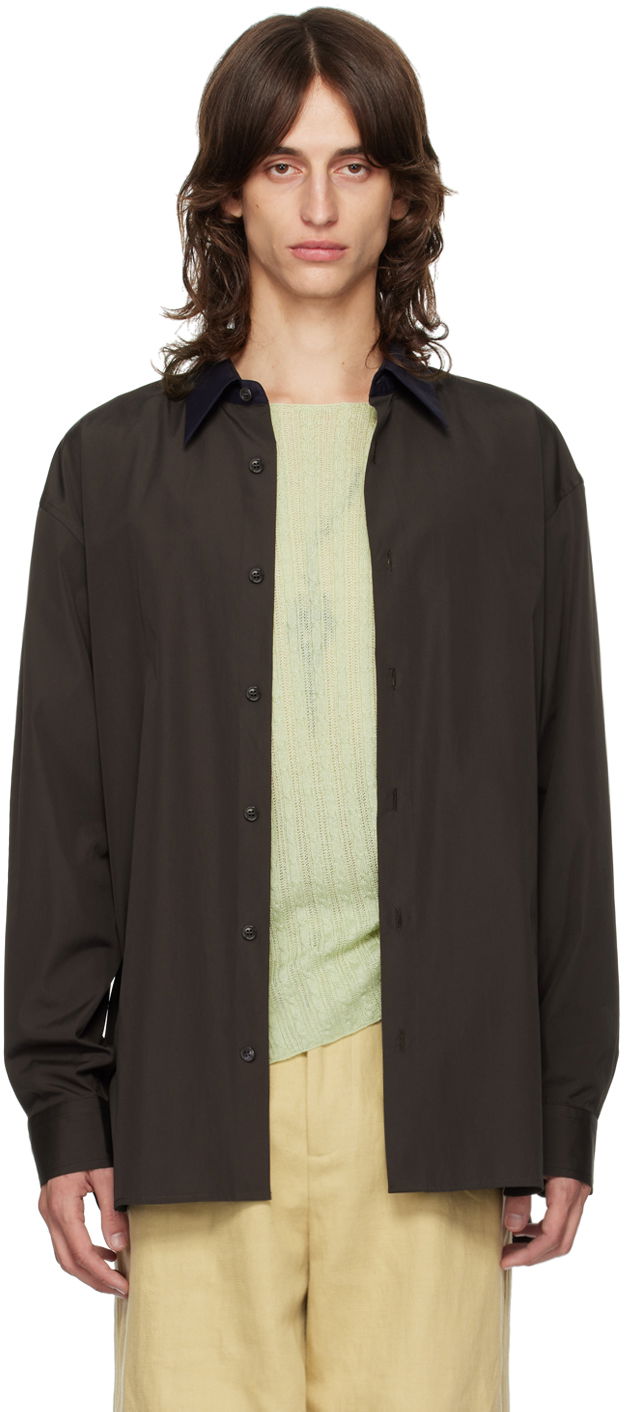 Paita Dries Van Noten Brown Relaxed Shirt Musta | 242-020725-9244