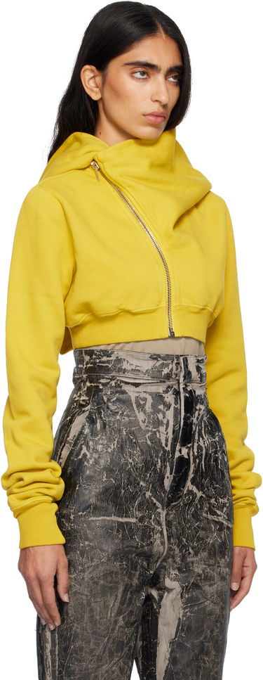 Huppari Rick Owens Concordians Micro Mountain Cropped Asymmetric Zip Hoodie Ruskea | DS02E7237 F, 4