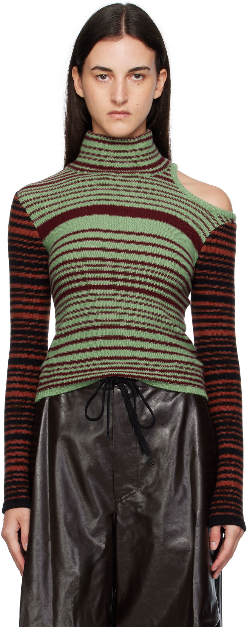 Villapaita Andersson Bell Andersson Bell Elodie Multi Stripe Cut-Out Turtleneck Vihreä | atb1356w