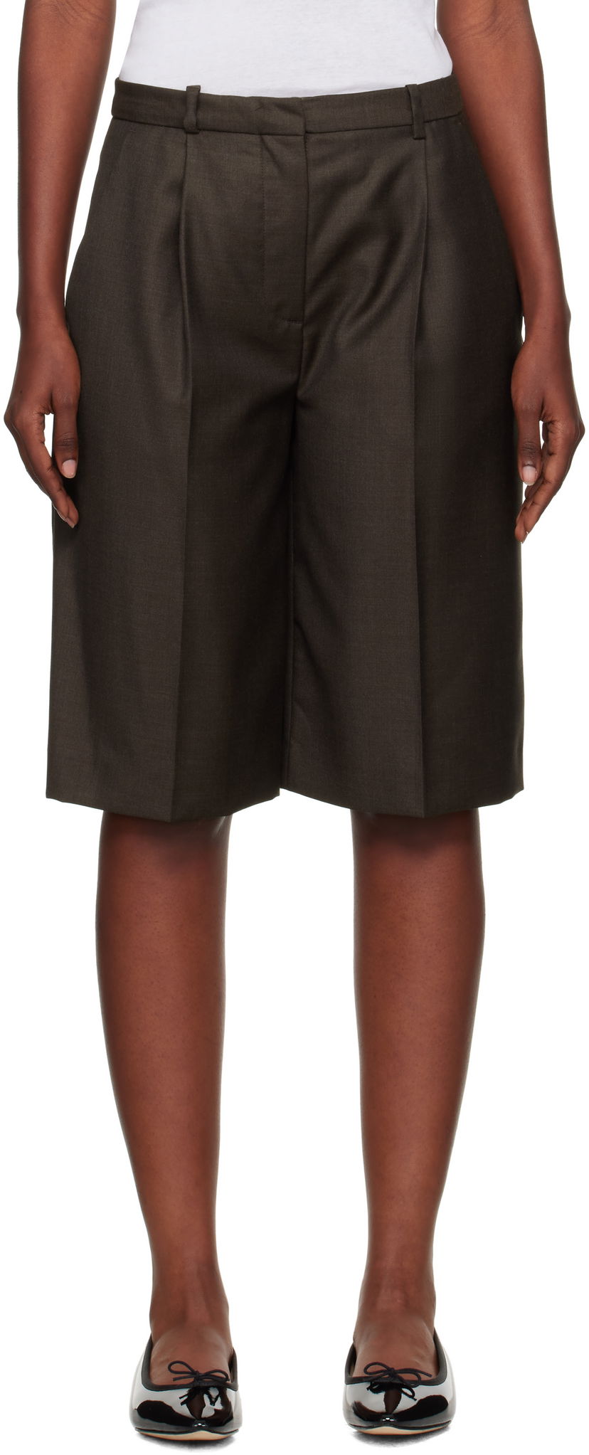 Shortsit Loulou de Saison Loulou de Saison Adler Virgin Wool Bermuda Shorts Ruskea | ADLER