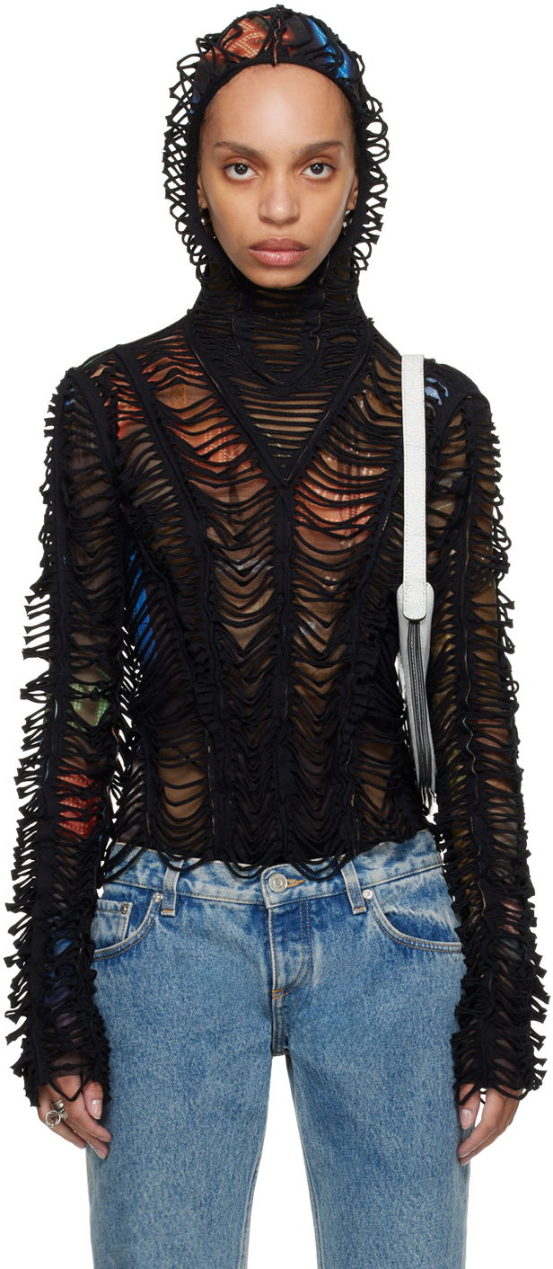 Huppari Jean Paul Gaultier Shayne Oliver Edition 'The Slashed City' Hoodie Top Musta | 24/27-U-SW037-T551-60405030