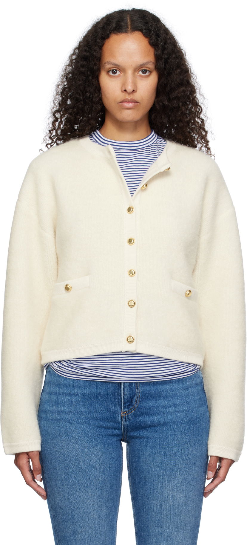 Villapaita rag & bone rag & bone Kaia Boucle Cardigan Valkoinen | WAS24F047AA47