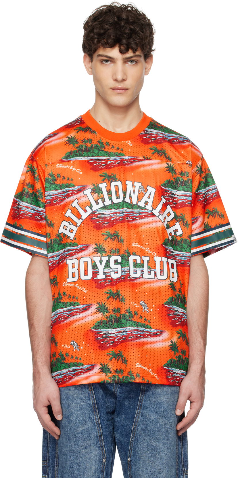 Jersey BILLIONAIRE BOYS CLUB Tropical Island Print Football T-shirt Oranssi | B24466