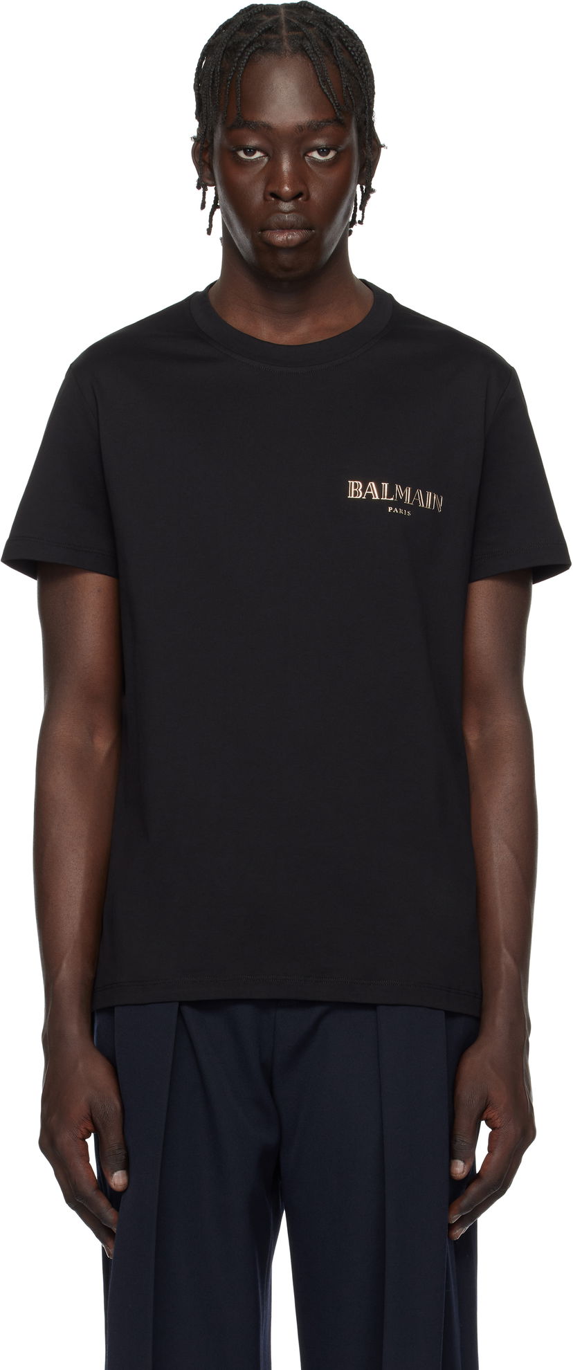 T-paita Balmain Vintage Gel Logo T-Shirt Musta | EH1EF000GD84