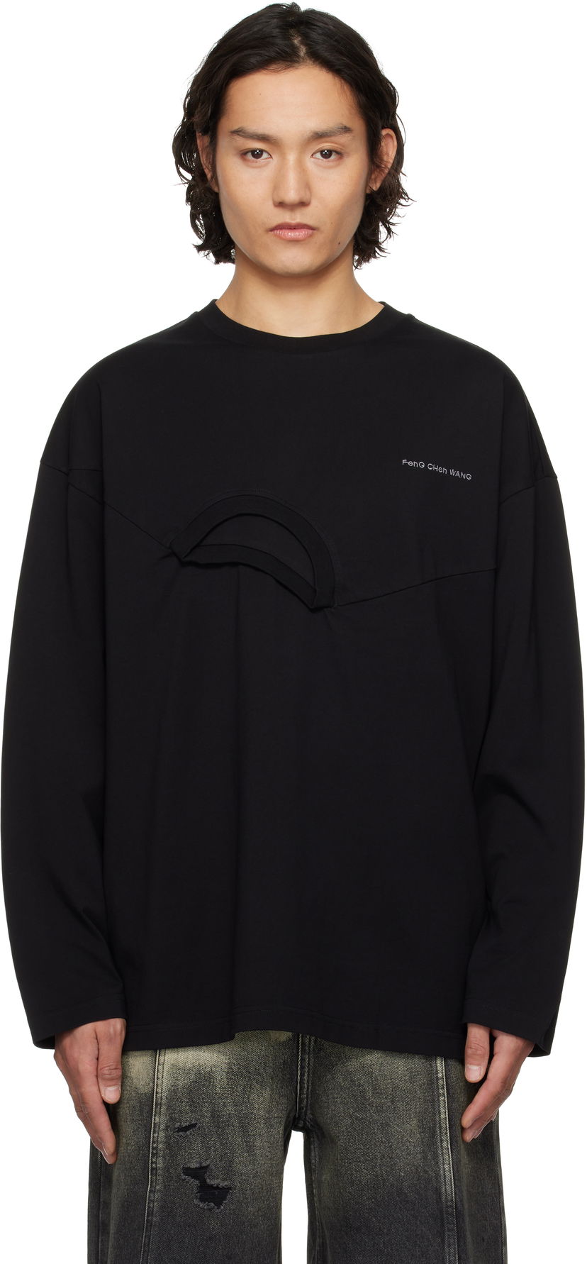 T-paita Feng Chen Wang Feng Chen Wang Oversized 2in1 T-Shirt Musta | FMS19LS01B