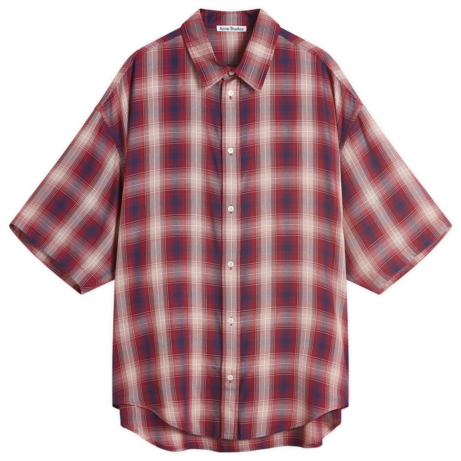 Paita Acne Studios Short Sleeve Plaid Check Shirt, Size Large Punainen | CB0116-ALU, 1