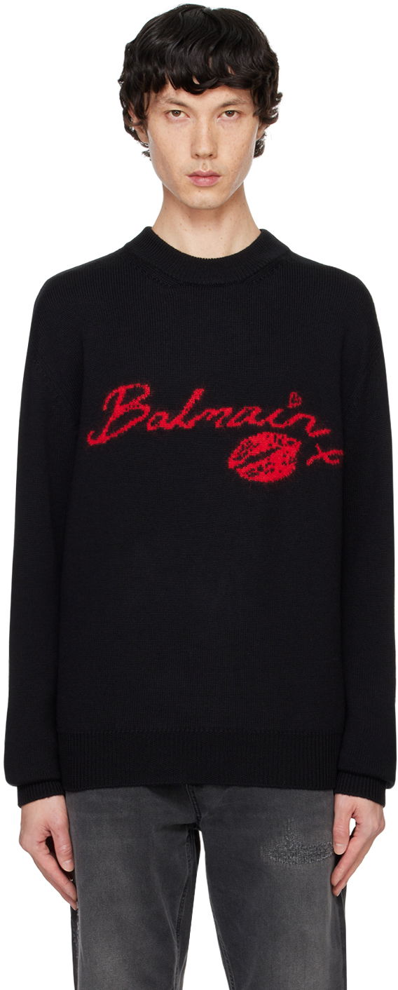Villapaita Balmain Wool 'Kiss' Sweater Musta | DH0KD000KH32