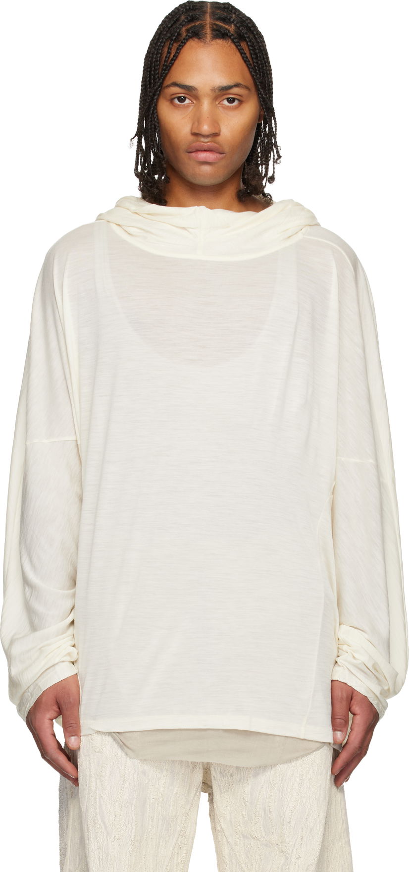 Huppari Rick Owens Concordians Loose-Fit Cowl Neck Tunic Hoodie Beige | RR02E1502 JSW