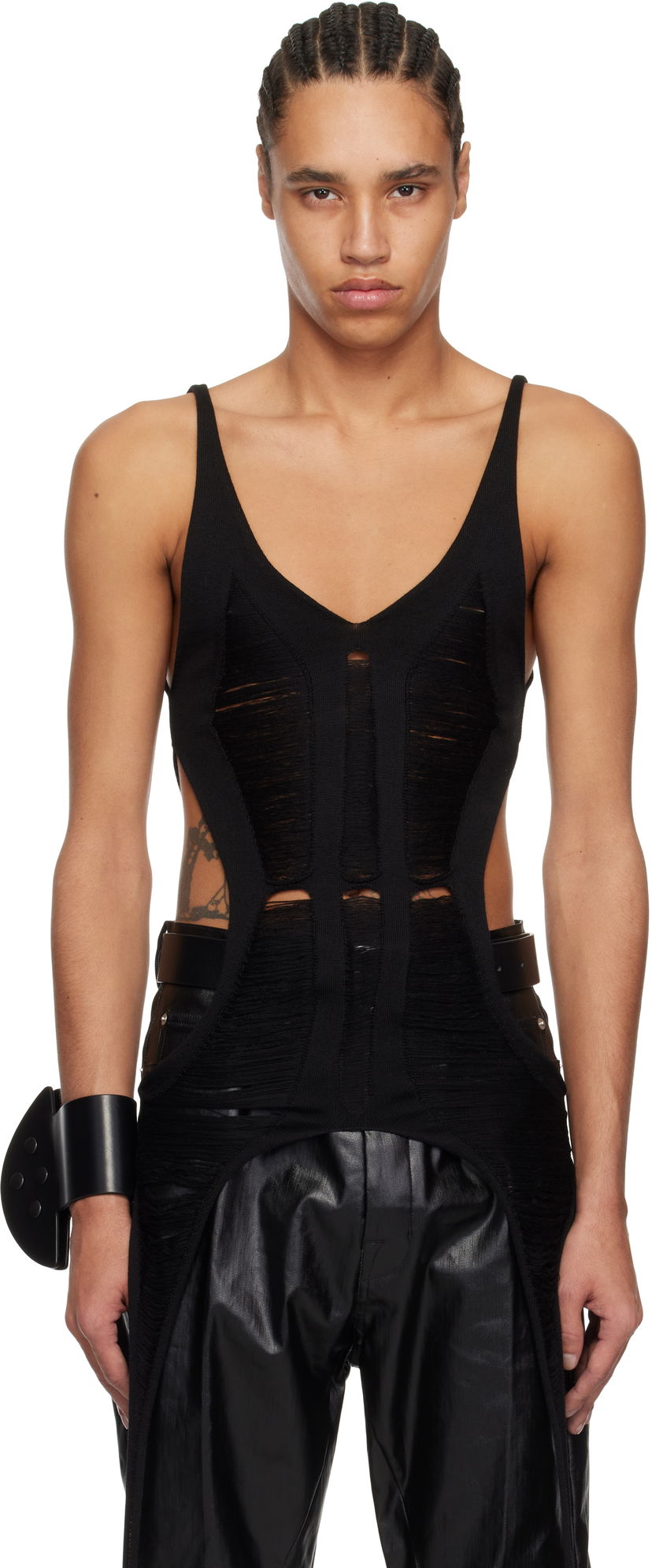 Tankkitoppi Rick Owens Rick Owens Hollywood Cutout Bodysuit Tank Top Musta | RR01E5675 KGRIDM