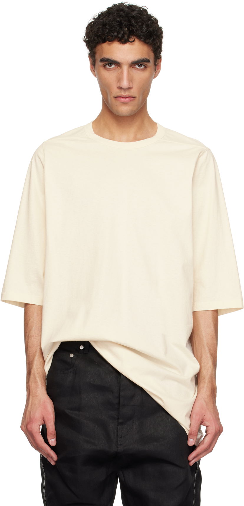 T-paita Rick Owens Rick Owens Hollywood Jumbo Short Sleeve T-Shirt Beige | RU01E5274 JNC