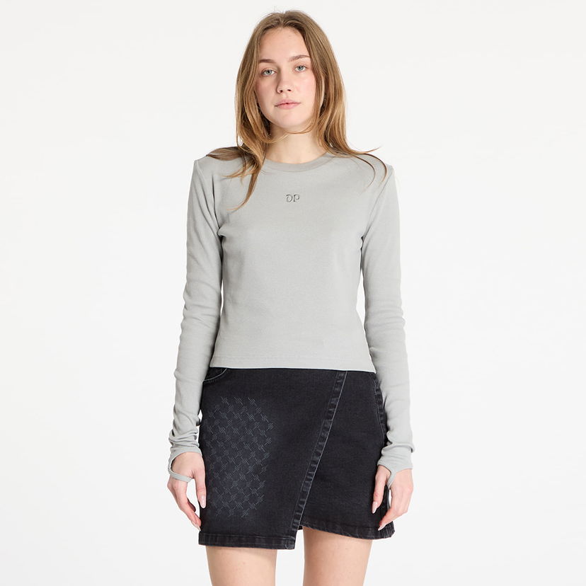 T-paita DAILY PAPER Daily Paper Women's Ribbed Long Sleeve Top Harmaa | 2423007