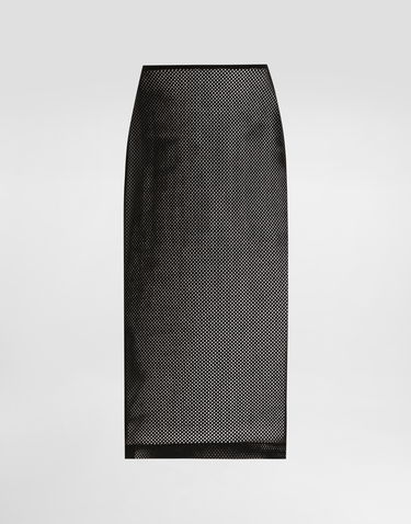 Hame Dolce & Gabbana Dolce & Gabbana Mesh Calf-Length Skirt Musta | F4CT6TFLREPN0000, 0