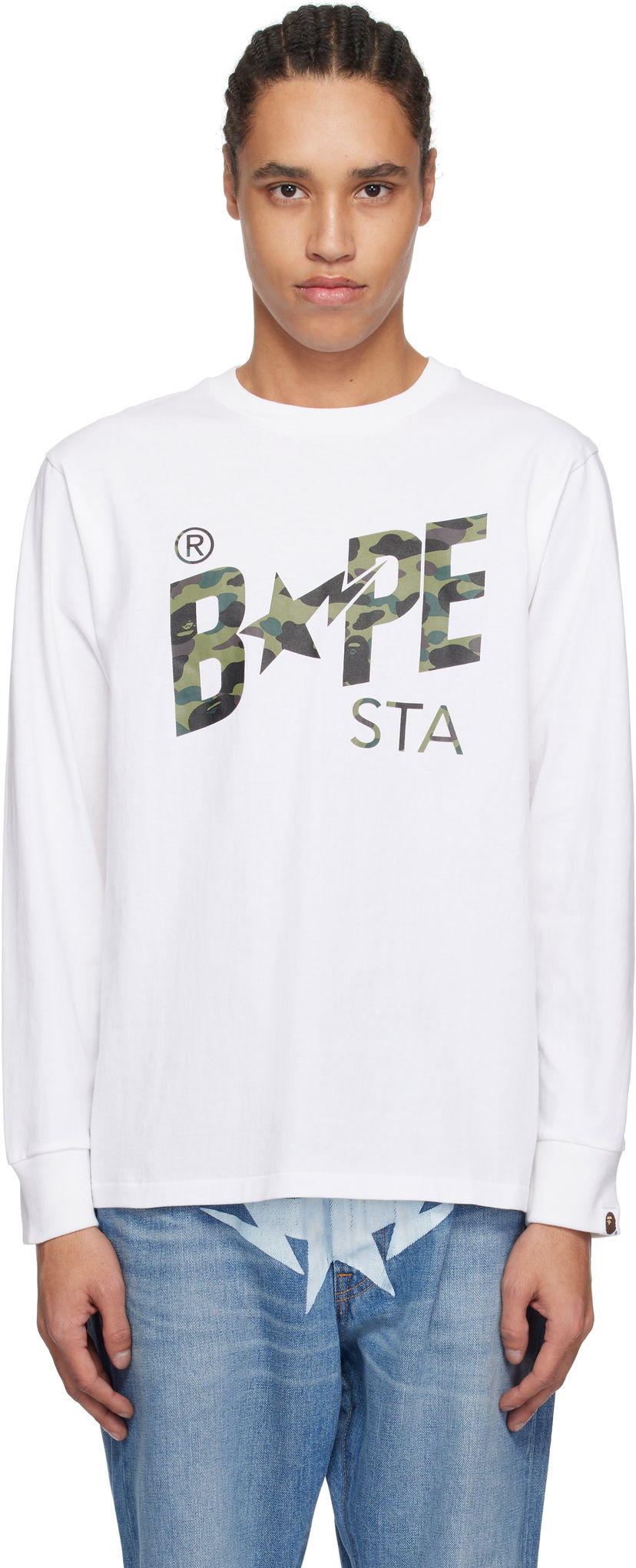 T-paita BAPE A Bathing Ape 1st Camo 'Bape STA' Long Sleeve T-Shirt Valkoinen | 001LTL301016M