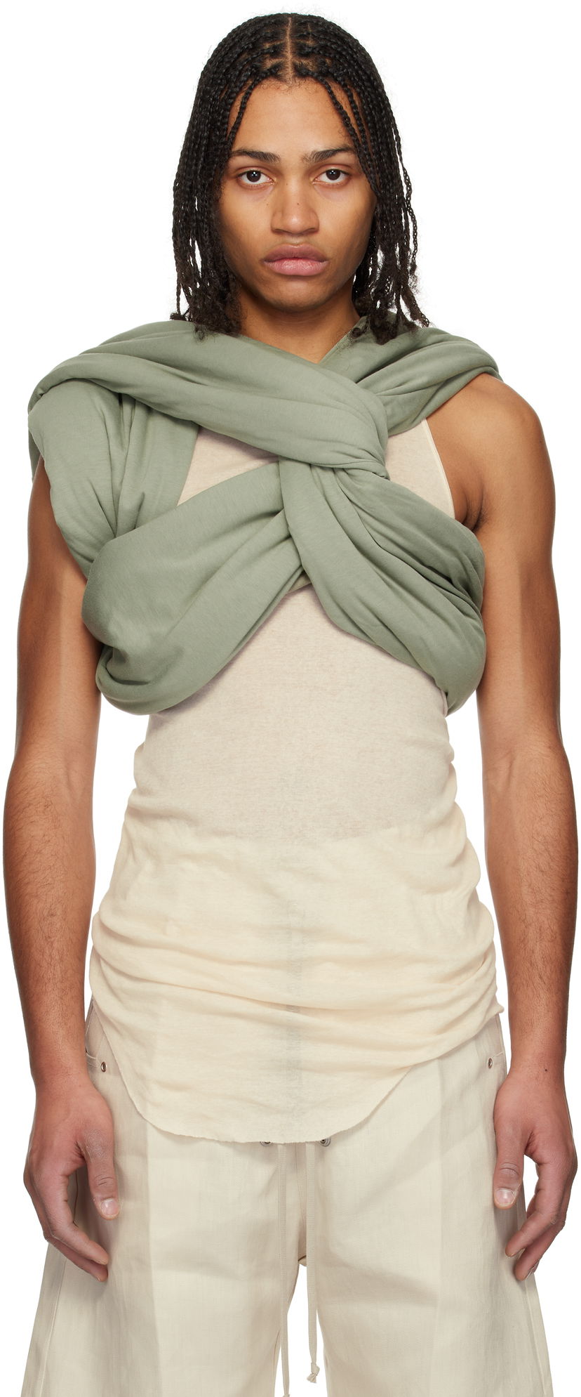 Tankkitoppi Rick Owens Rick Owens Hollywood Triple Donut Top Beige | RU01E5432 JA