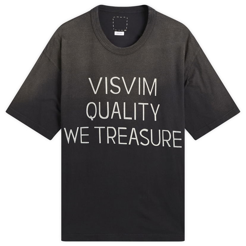 T-paita visvim Jumbo Distressed 'Quality We Treasure' Print T-Shirt Musta | 0125205010016-BLK