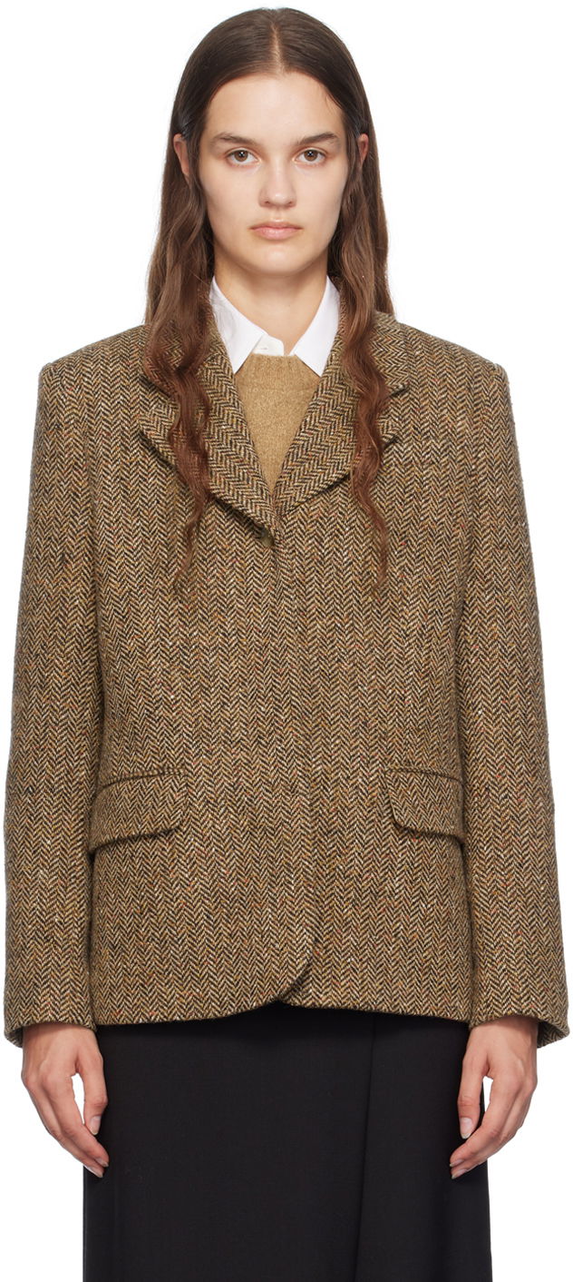Takki BOSS Herringbone Blazer Ruskea | 50518444