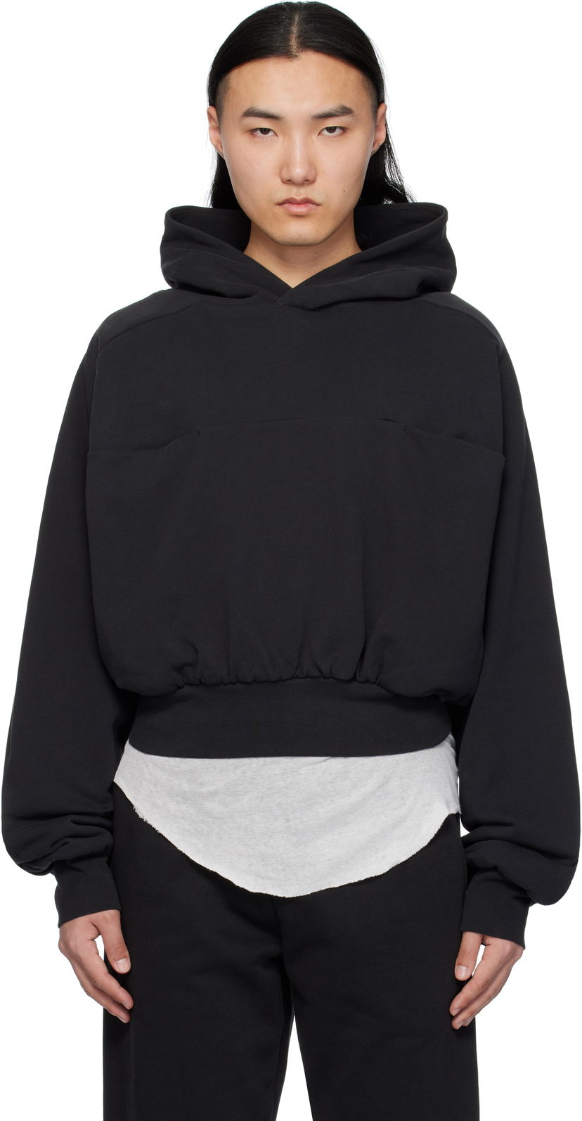 Huppari Entire Studios Double Double Cropped Hoodie Musta | ES2367SO