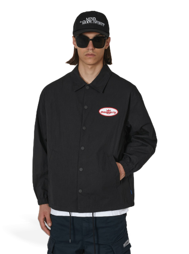 Takki Awake NY King Logo Twill Coaches Jacket Musta | AWK-SP23-OT007  CHA