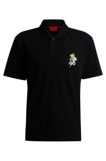 Poolopaita BOSS Piqué Polo Shirt with Logo Artwork Musta | 50517409