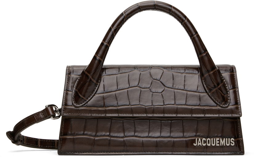 Käsilaukku Jacquemus Jacquemus 'The long Chiquito' Croc-Embossed Top Handle Bag Ruskea | 25E213BA004-4301
