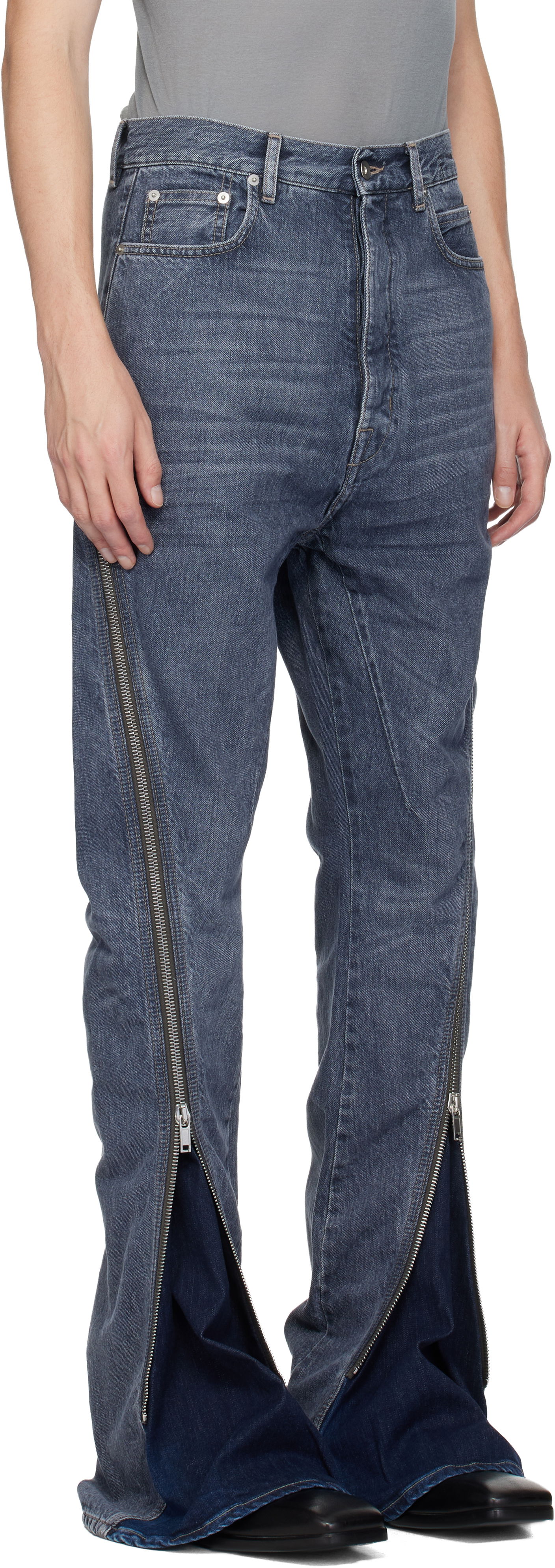 Jeans Rick Owens DRKSHDW Concordians Bolan Banana Zipped Denim Jeans Sininen | DU02E7363 DGY, 1