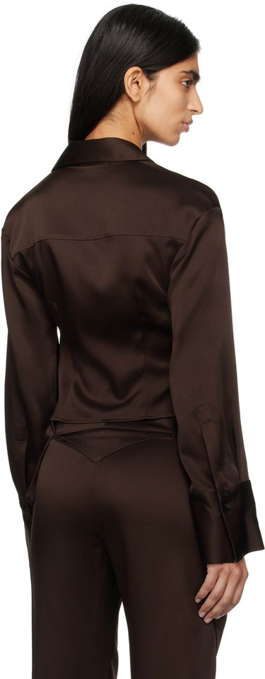 Paita Blumarine Satin Cowl Neck Blouse Ruskea | P422C243A, 2