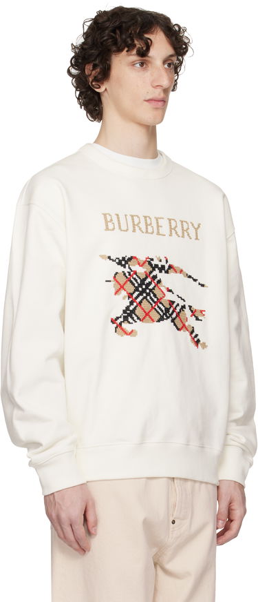 Huppari Burberry Burberry Intarsia EKD Sweatshirt Valkoinen | 8110547, 1