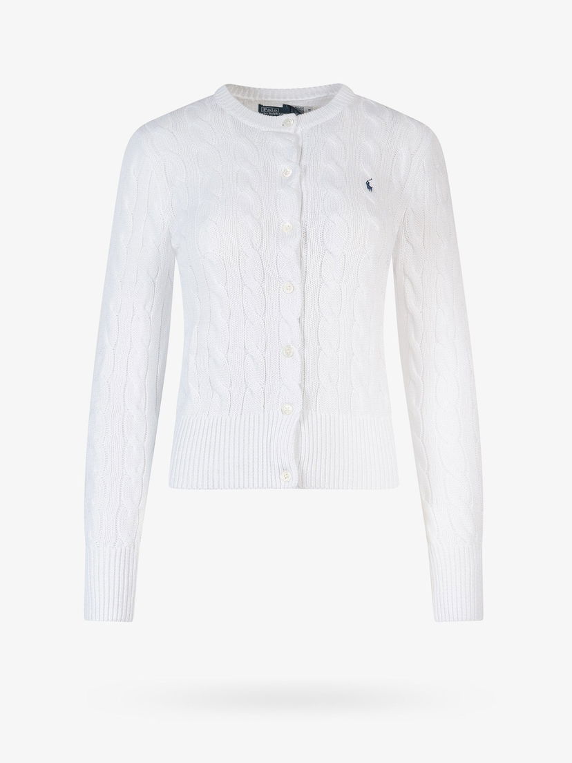 Villapaita Polo by Ralph Lauren White Cable Knit Cardigan Valkoinen | 211891643001