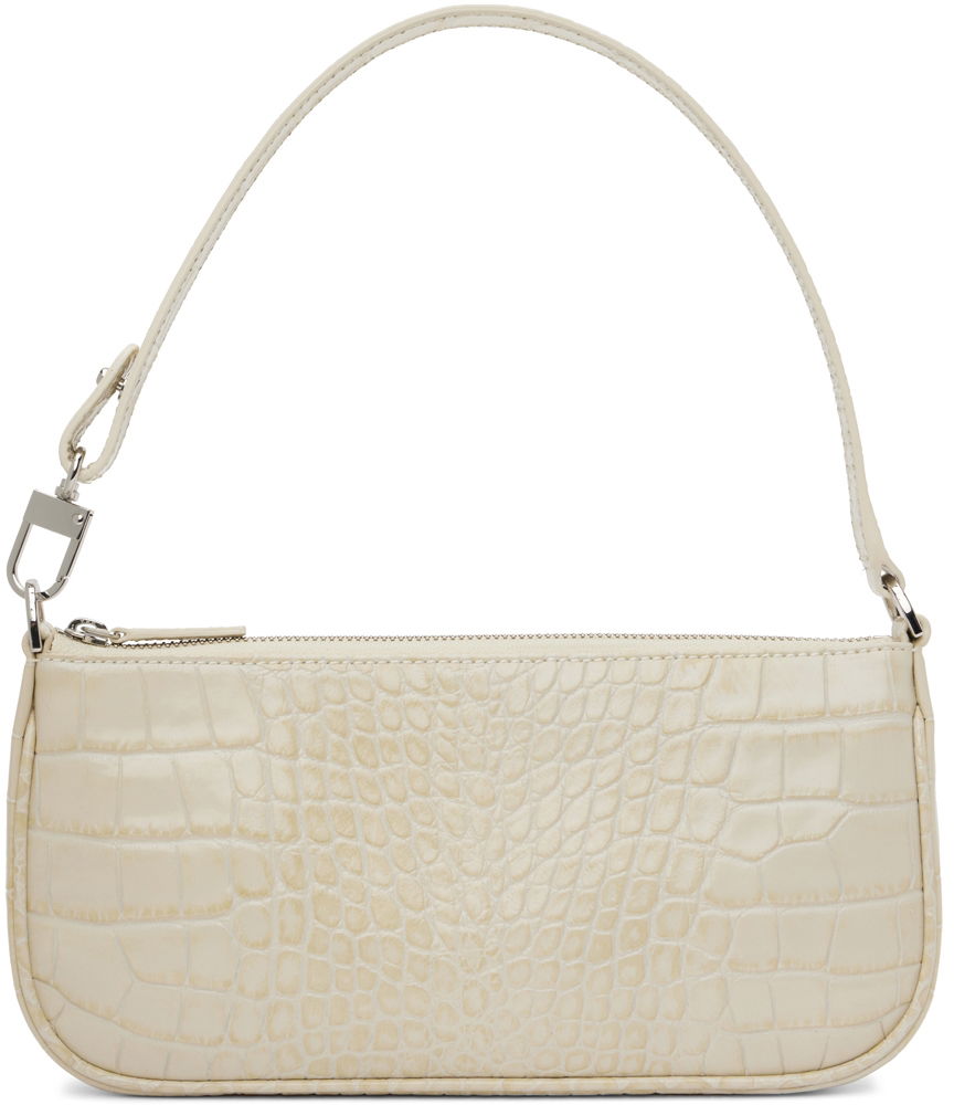 Olkalaukku BY FAR Croc Embossed Leather Shoulder Bag Valkoinen | 18FWRCLSCEDMED, 0