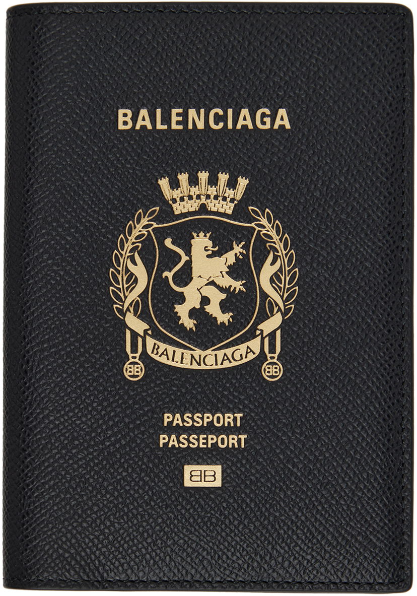 Lompakko Balenciaga Balenciaga Stamped Passport Holder Musta | 787742 2AA3R