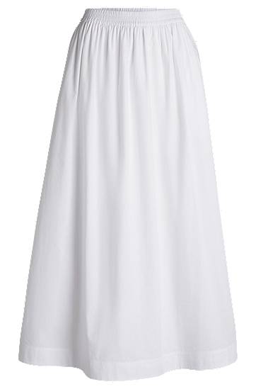 Hame BOSS Elastic Waist Cotton Poplin Maxi Skirt Valkoinen | 50543982