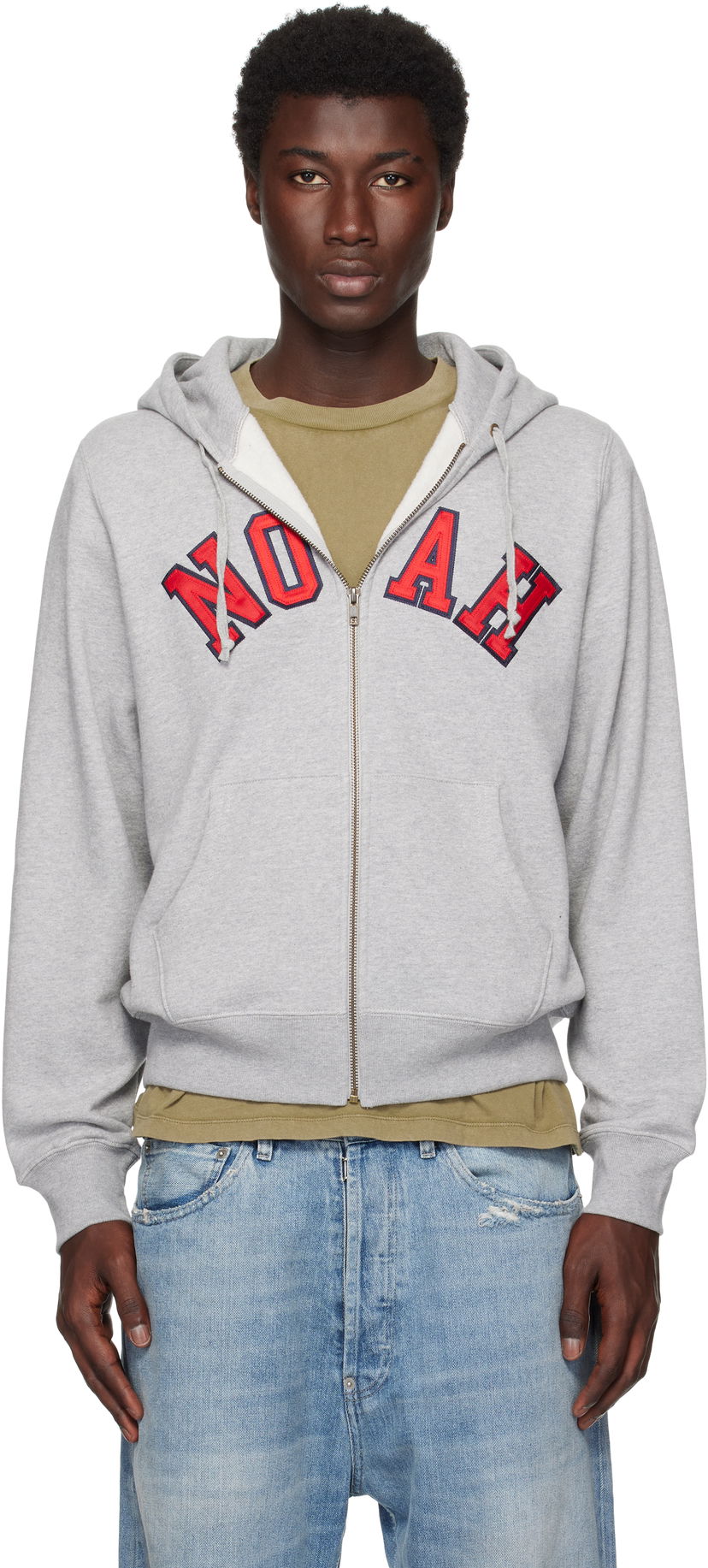 Huppari Noah Noah Arch Appliqué Zip-Up Hoodie Harmaa | SS194SS25HGY