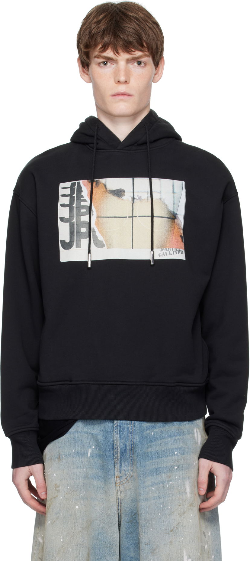Huppari Jean Paul Gaultier Jean Paul Gaultier Printed Fire Hoodie Musta | 25/03-W-TO296-J003-001501