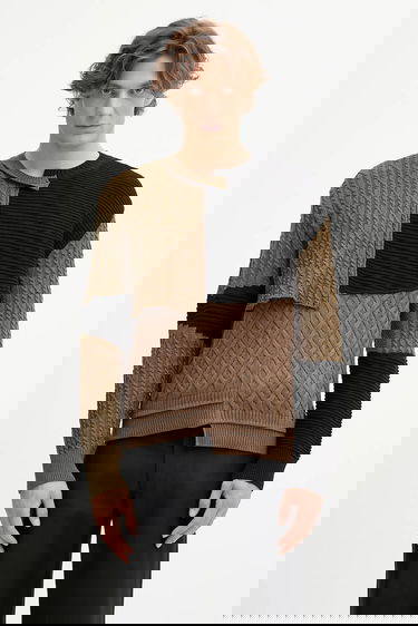 Villapaita Andersson Bell Andersson Bell Patchwork Asymmetric Crewneck Sweater Ruskea | atb1330m, 0