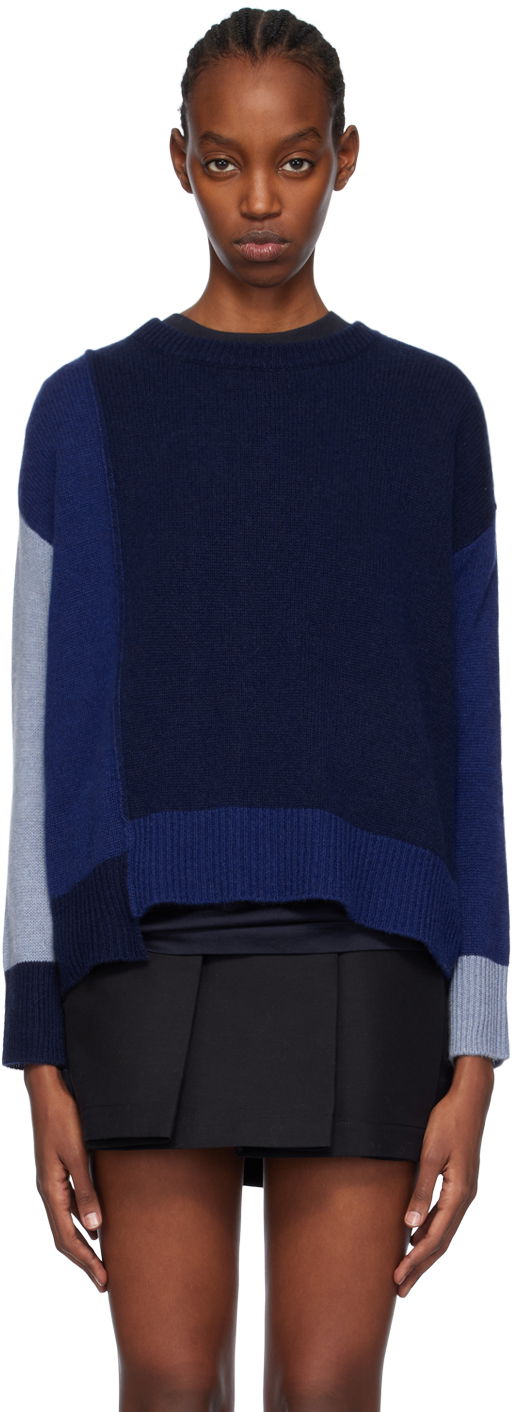 Villapaita Marni Color Block Sweater Tummansininen | GCMD0504Q0 UFX385