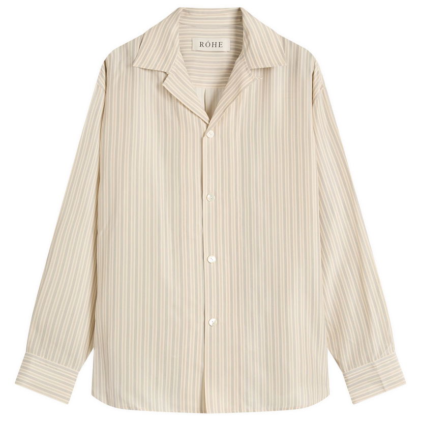 Paita Róhe Róhe Men's Silk Vacation Shirt, Heritage Stripe Beige | 314-19-048