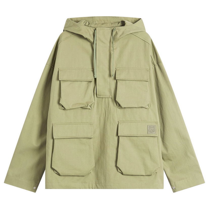 Tuulitakki MAISON KITSUNÉ Maison Kitsuné Hooded Popover Jacket, Size Large Vihreä | OM02112WW9026-0077
