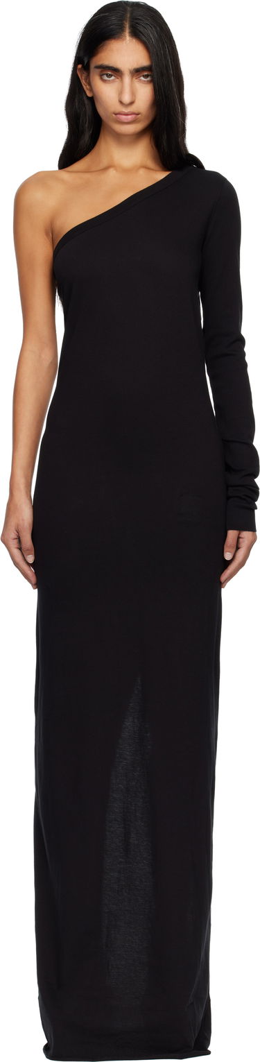 Mekko Rick Owens DRKSHDW Concordians Ziggy One-Shoulder Maxi Dress Musta | DS02E7511 RN, 0