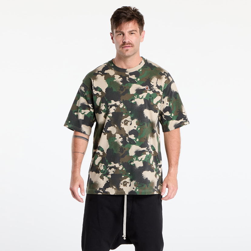 T-paita BAPE A BATHING APE Map Camo Ape Head One Point Tee UNISEX Green Vihreä | 001CSL301001MGRN